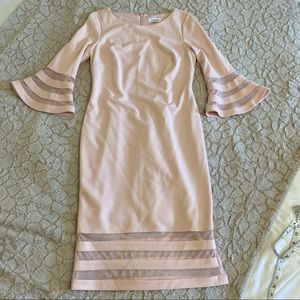 Calvin Klein bell sleeve mesh insert dress, size 6